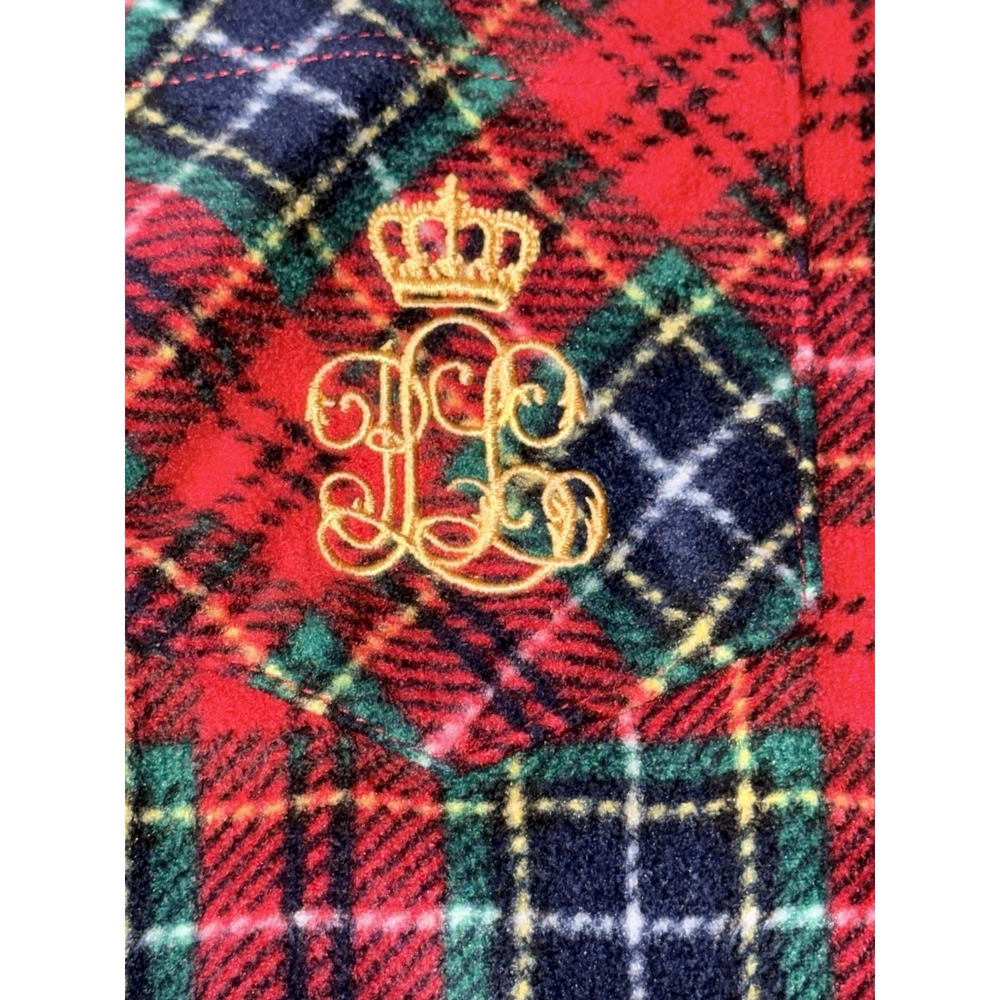 Lauren by Ralph Lauren Women's Red 2-PC Plaid Flannel Pajama Set Size L Crest - Picture 2 of 14
